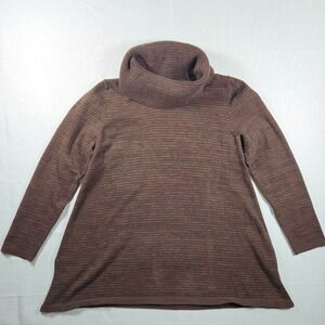 eight eight‎ eight Women's Brown Marled Cowl Neck Long Sleeve Sweater Top Size L